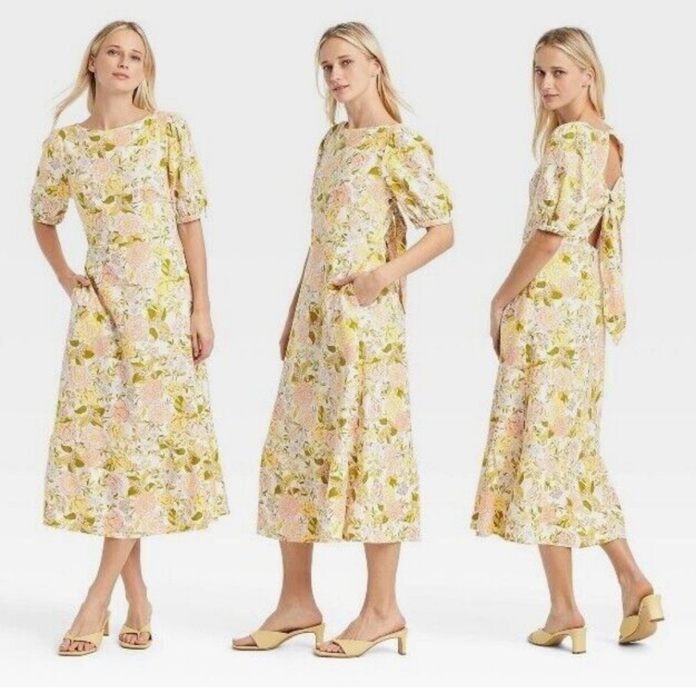 Who What Wear Target Floral Linen Blend Dress Size 1X